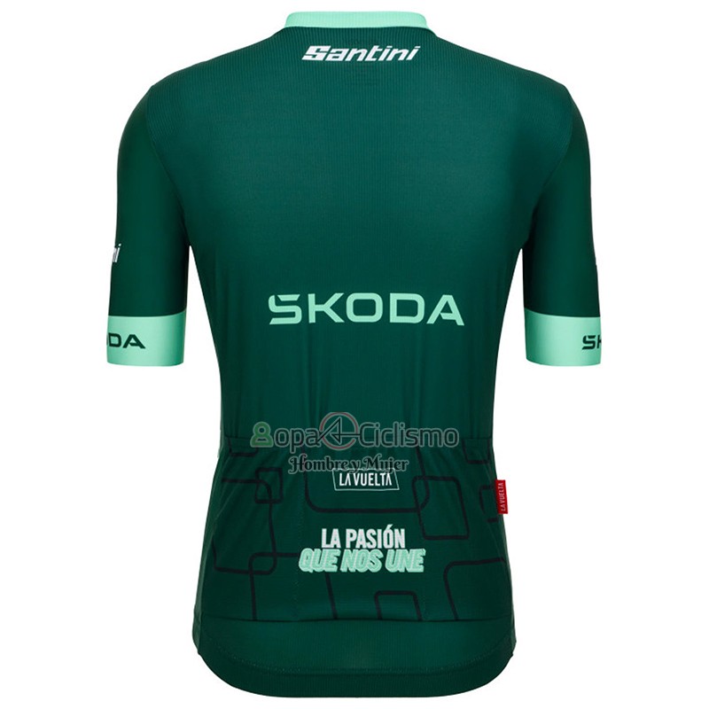 Vuelta Espana Ropa Ciclismo Culotte Corto 2022 Hombre Mangas Cortas Verde